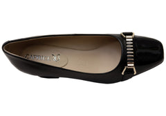 Caprice Donnar Womens Comfortable Wide Fit Leather Mid Heel Pumps