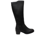 Caprice Bexarnir Womens Wide Fit Leather Mid Heel Knee High Boots